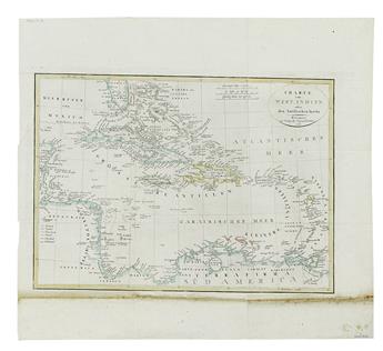 (CARIBBEAN.) Two hand-colored engraved maps of West Indies subjects;